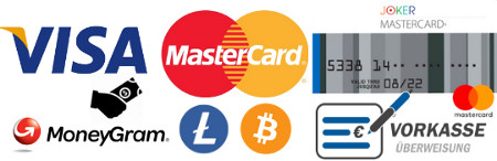 Zahlungsarten im Hanfsamenshop von Cannapot - Visa - Mastercard - Moneygram - Litecoins - Bitcoins - Joker Prepaid